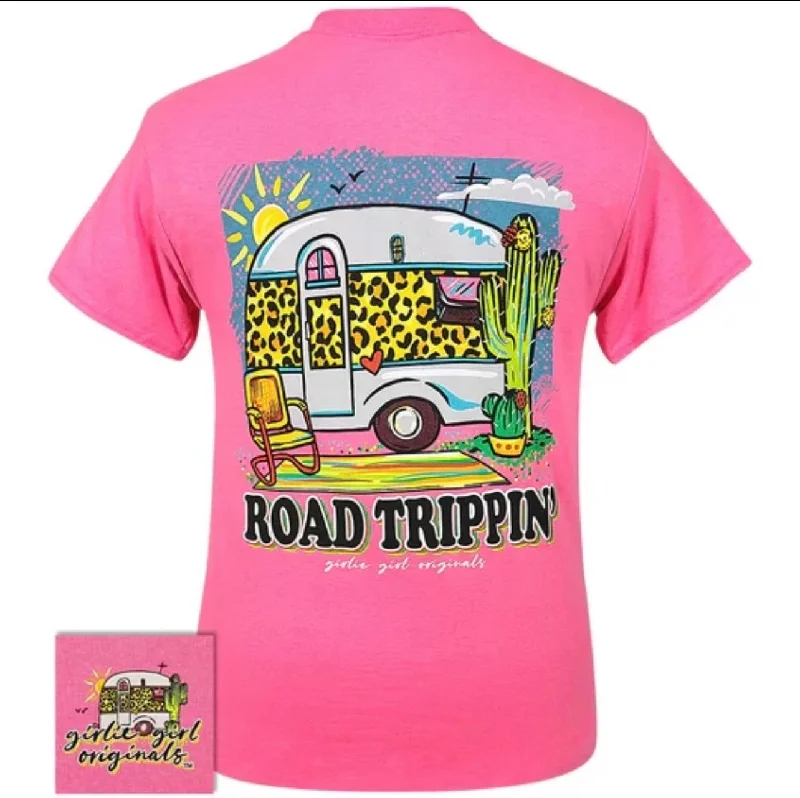 Road Trippin' ~ Girlie Girl Tee Notch Collar Peter Pan Collar Cowl Neck