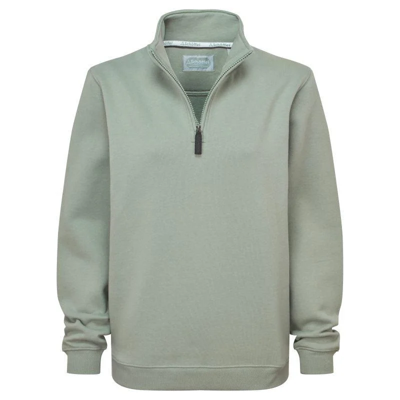 Schoffel Sennen Cove Ladies 1/4 Zip Sweatshirt - Sage Silk Blend Satin Velvet