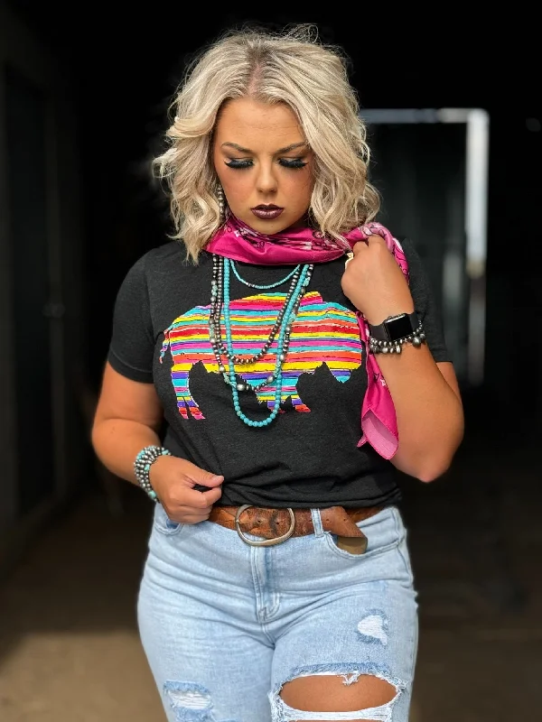 Serape Buffalo Tee Silk Blend Satin Velvet