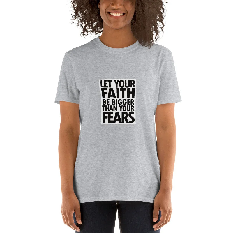 Short-Sleeve Unisex “Faith vs Fear”T-Shirt Rayon Fabric Velvet Fabric Corduroy Fabric Short-Sleeve Unisex “Faith vs Fear”T-Shirt Rayon Fabric Velvet Fabric Corduroy Fabric