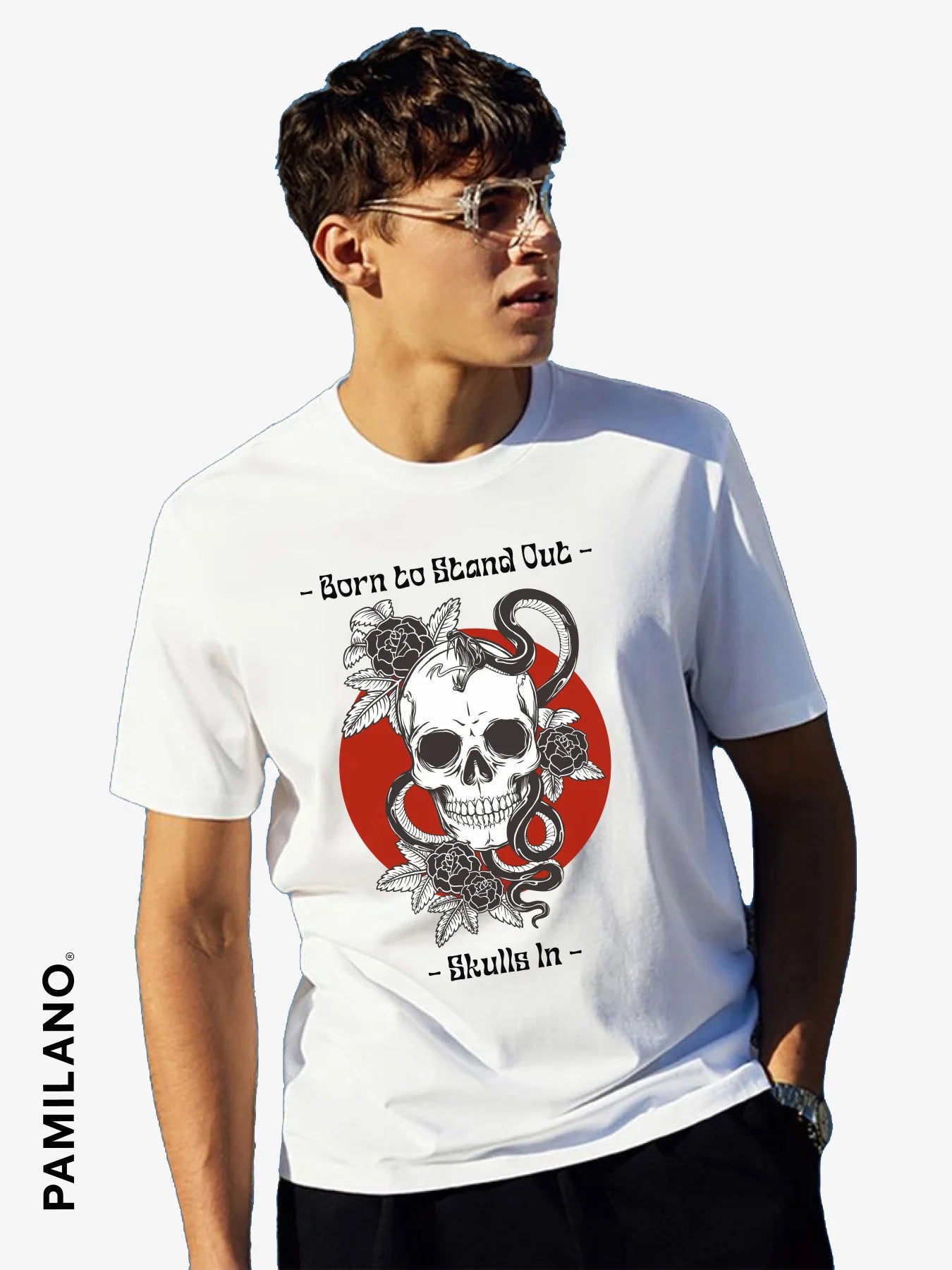 Skull In - Born to Stand Out - Unisex T-Shirt Sequined Glittery Shiny