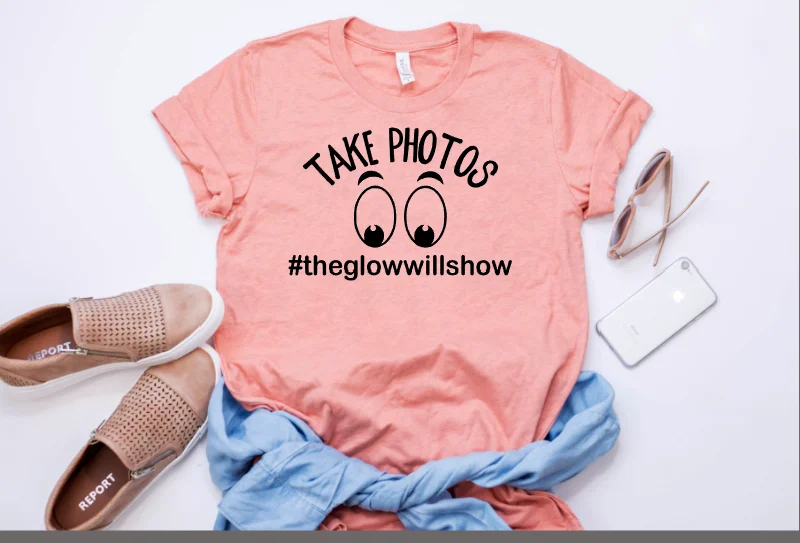 Take Photos The Glow Will Show Prism Color T-Shirt Notch Collar Peter Pan Collar Cowl Neck Take Photos The Glow Will Show Prism Color T-Shirt Notch Collar Peter Pan Collar Cowl Neck