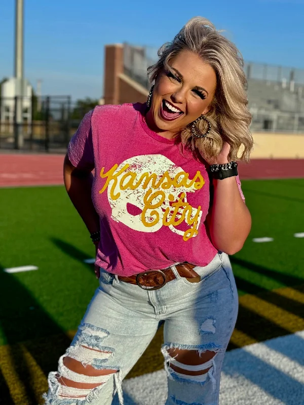 Texas True Threads Kansas City with White Helmet Tee Ribbed T-Shirt High Neck Heavyweight Texas True Threads Kansas City with White Helmet Tee Ribbed T-Shirt High Neck Heavyweight