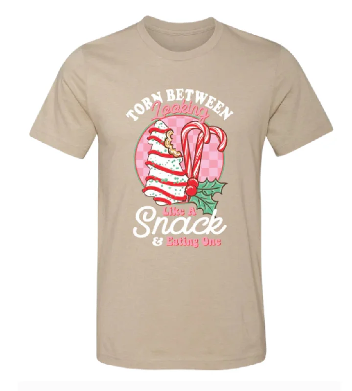 Torn Between Looking Like A Snack ~ Graphic Tee Chenille Brocade Lace