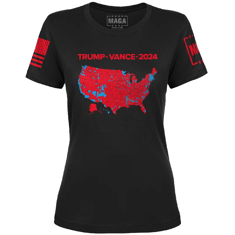 Trump Vance 2024 Electoral Map Ladies Tee Welt Pockets Slit Pockets Flap Pockets