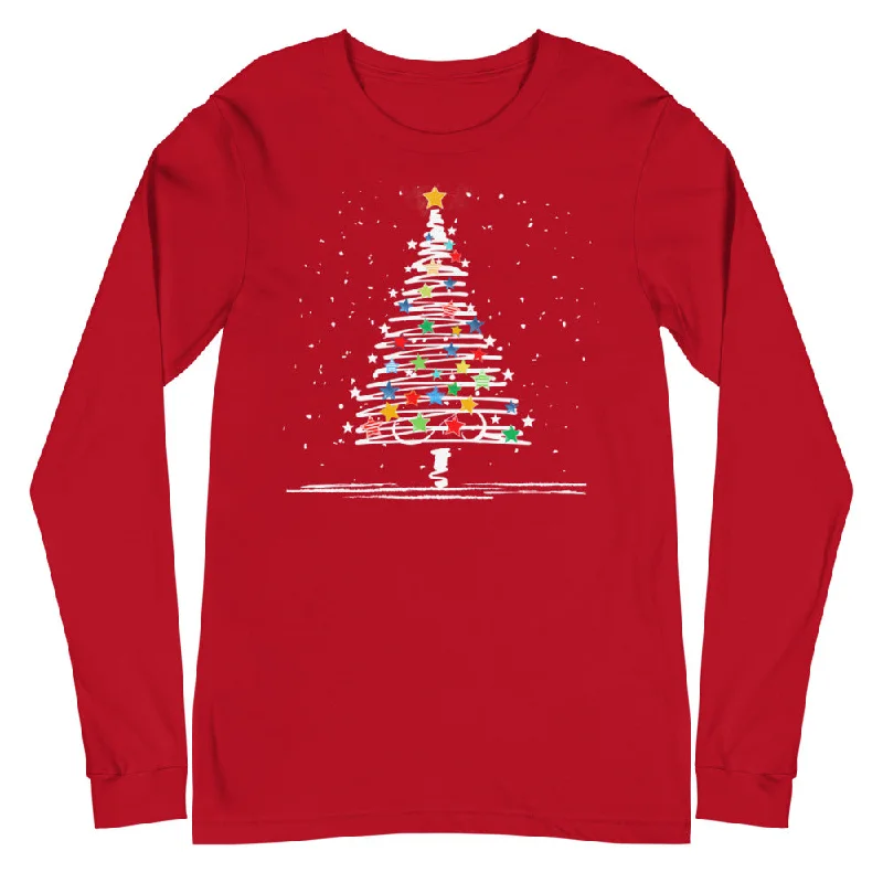 Festive Christmas Tree Long Sleeve Tee, lioness-love Hooded Caped Shawl Collar