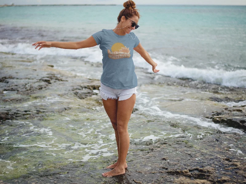 WOMEN'S: HELLO SUNSHINE SHIRT Rayon Fabric Velvet Fabric Corduroy Fabric