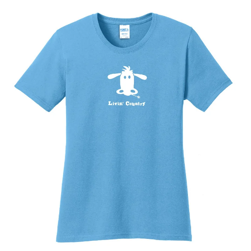 Women's Livin' Country Cow T-shirt Terry Blend Velvet Blend Canvas Blend