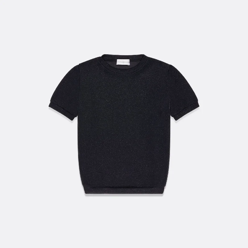 WOMEN'S LUREX SLIM-FIT T-SHIRT Mesh Fabric Canvas Fabric Denim Fabric
