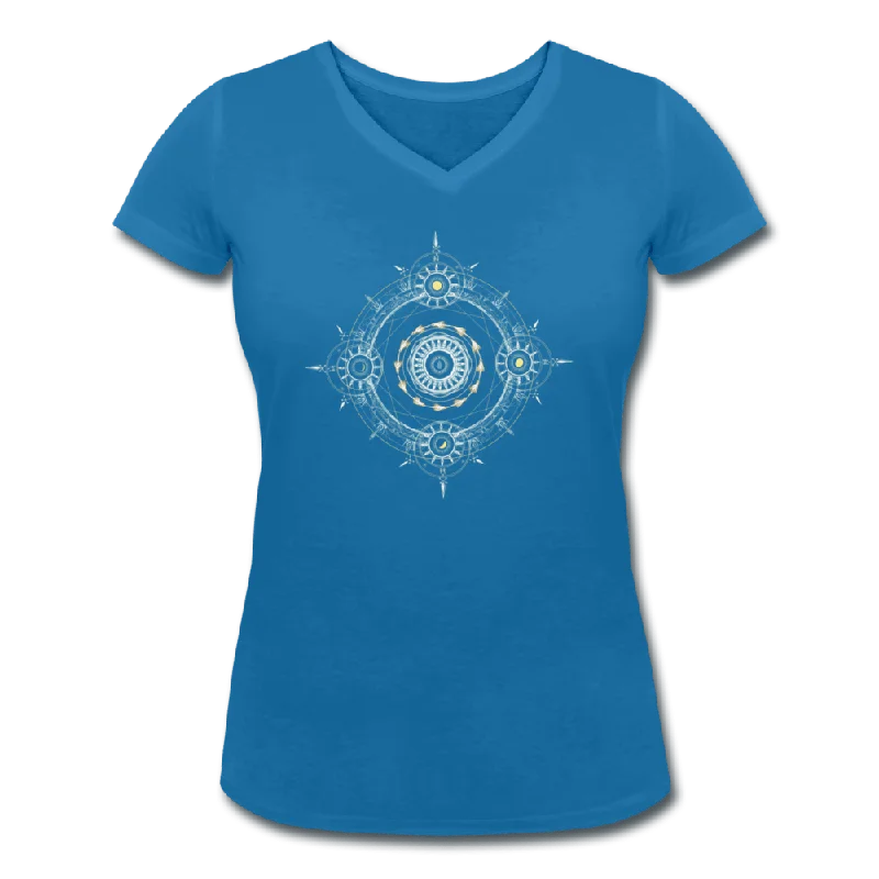 WOMENS MANDALA ORGANIC V-NECK T-SHIRT Knit Fabric Woven Fabric Fleece Fabric
