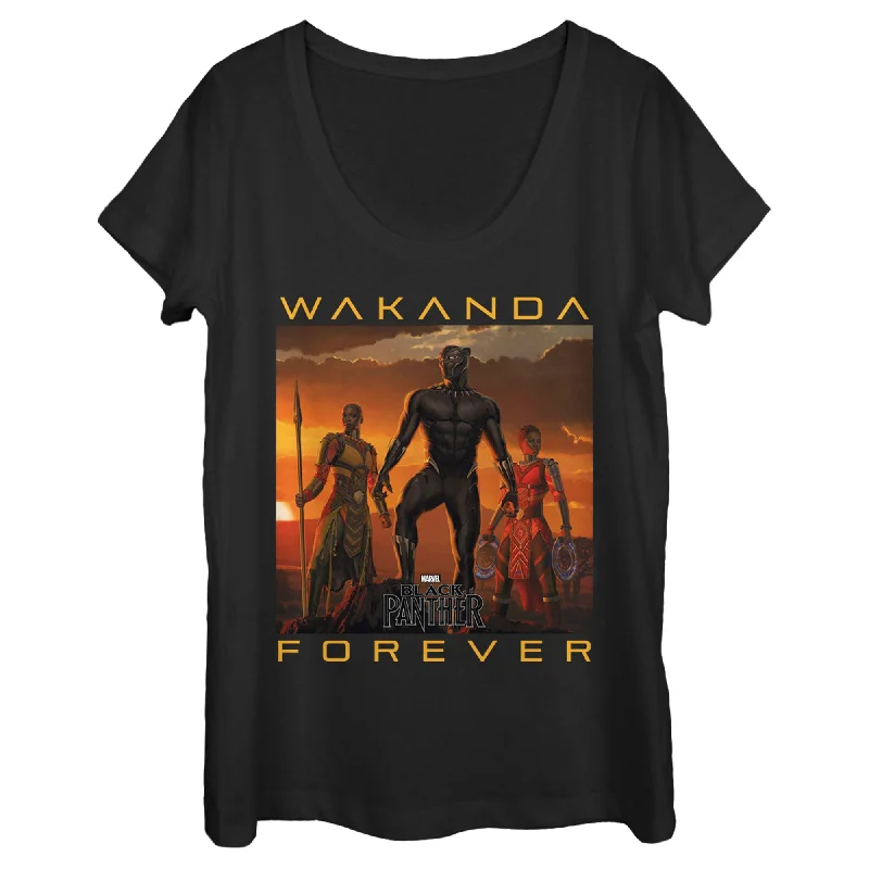 Women's Marvel Wakanda Forever Scoop Neck T-Shirt Wool Fabric Cashmere Fabric Tweed Fabric Women's Marvel Wakanda Forever Scoop Neck T-Shirt Wool Fabric Cashmere Fabric Tweed Fabric