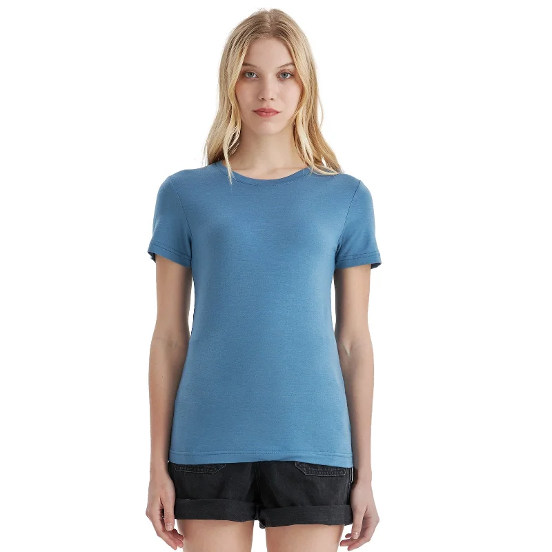 Women's Merino 170g Classic Short Sleeve T-Shirt Lake Blue Mesh Blend Leather Blend Suede Blend Women's Merino 170g Classic Short Sleeve T-Shirt Lake Blue Mesh Blend Leather Blend Suede Blend
