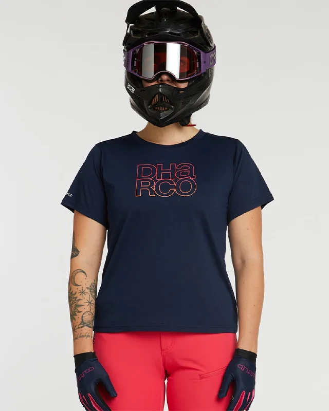 Womens Tech Tee | Neon Navy Beaded Sequined Faux Fur