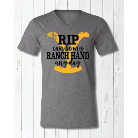 YellowStone Rip Can Be My Ranch Hand Any Day Tee Chenille Brocade Lace