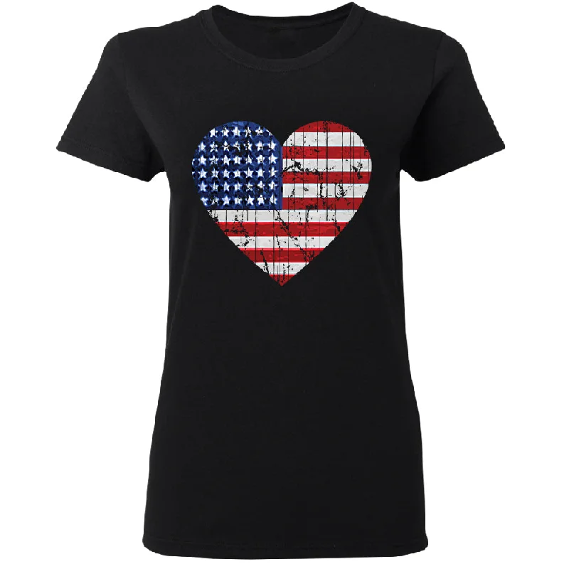 Zexpa Apparel™ American Flag Heart Love Women's T-Shirt Mesh Blend Leather Blend Suede Blend Zexpa Apparel™ American Flag Heart Love Women's T-Shirt Mesh Blend Leather Blend Suede Blend