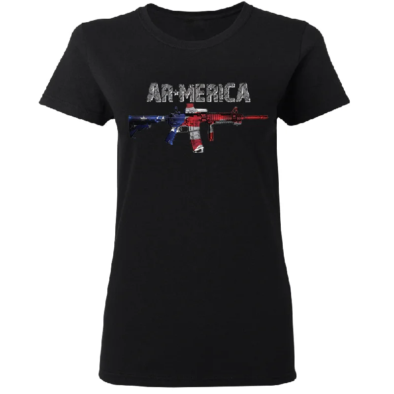 Zexpa Apparel™ AR-MERICA 2nd Amendment Keep & Bear Arms Women's T-Shirt Solid Print Embellished Zexpa Apparel™ AR-MERICA 2nd Amendment Keep & Bear Arms Women's T-Shirt Solid Print Embellished