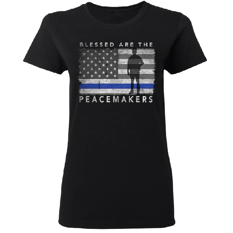 Zexpa Apparel™ Blessed Are The Peacemakers Women's T-Shirt Solid Print Embellished