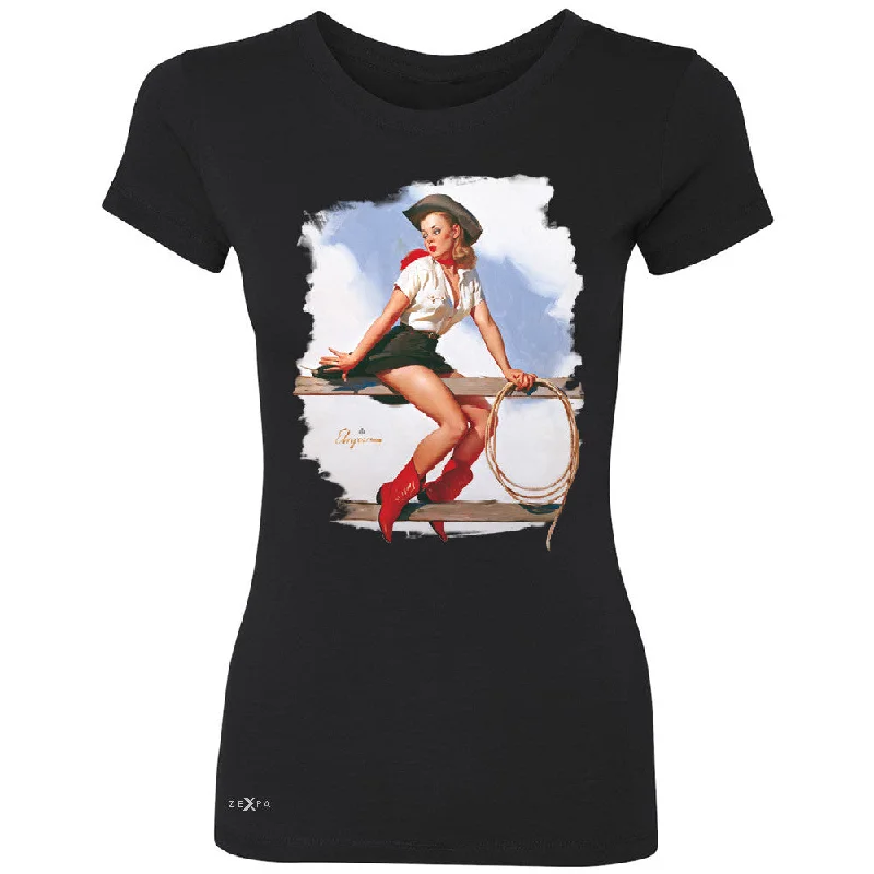 Zexpa Apparelâ„¢ Pin-Up Cowgirl Hi Ho Silver Women's T-shirt Cool Western Pin Up Tee Solid Color Striped Floral Zexpa Apparelâ„¢ Pin-Up Cowgirl Hi Ho Silver Women's T-shirt Cool Western Pin Up Tee Solid Color Striped Floral