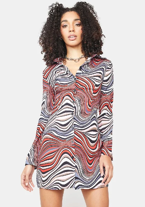 All About Art Abstract Mini Dress Fashionable Pleated Mini Dress