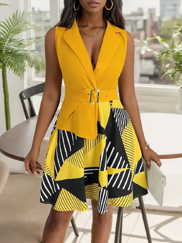 Blue Zone Planet |  Collared Neck Sleeveless Mini Dress Trendy Crossover Mini Dress