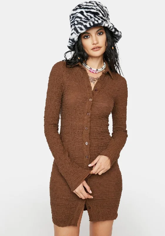 Chocolate All My Loving Mini Dress Elegant Satin Lace Mini Dress