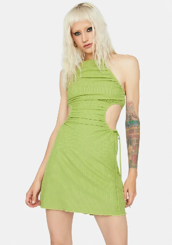 Clearly Lovely Ruched Halter Mini Dress Fashionable Button-Front Mini Dress