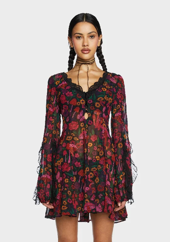 Daydreamer Floral Mini Dress - Multi Comfortable Off-Shoulder Mini Dress