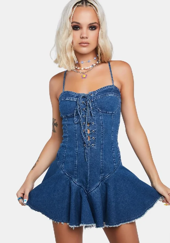 Denim Maximized Pleasure Mini Dress Chic Pleated Mini Dress