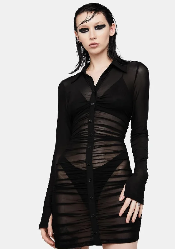 Down To Business Mini Dress Cozy Ruched Mini Dress