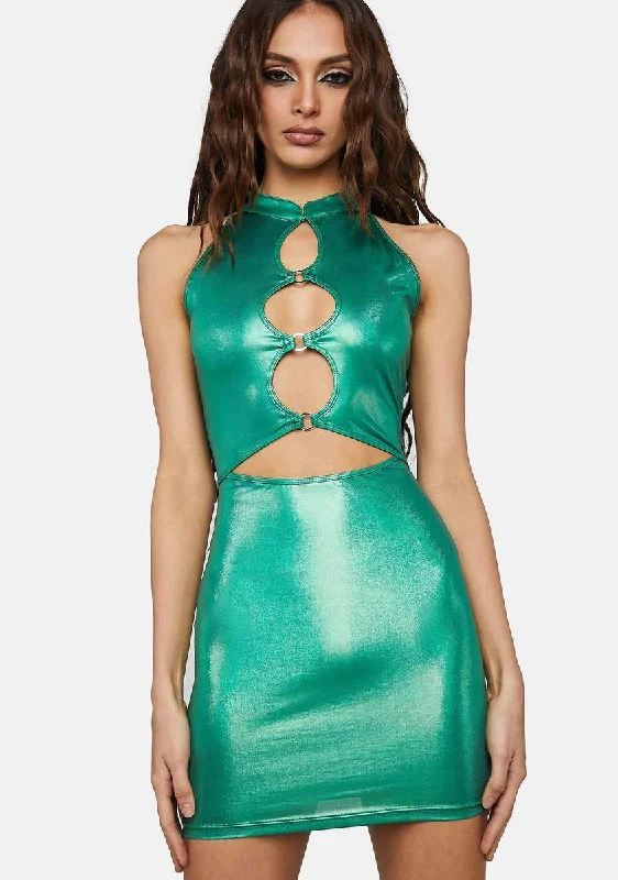 Green Cutout Sleeveless Mini Dress Comfortable Shift Mini Dress