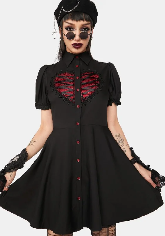 Heart Button Mini Dress Comfortable Wrap Mini Dress