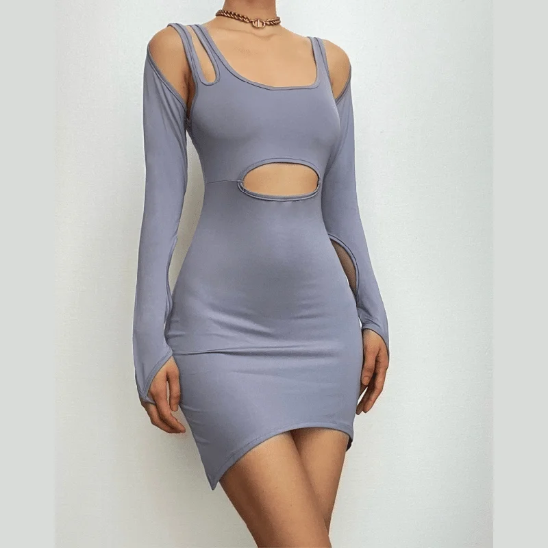 Hollow out irregular solid gloves backless cut out mini dress Elegant Sequin Mini Dress Hollow out irregular solid gloves backless cut out mini dress Elegant Sequin Mini Dress