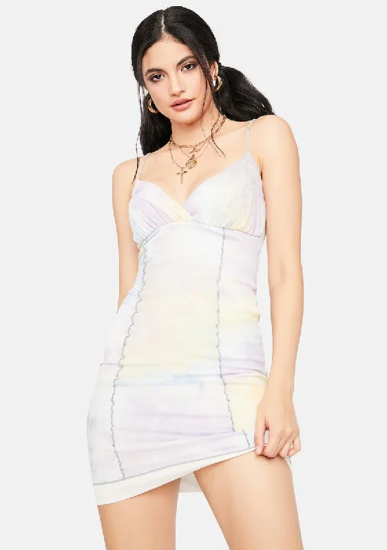 Invest In Love Tie Dye Mini Dress Trendy Mini Dress with Belt