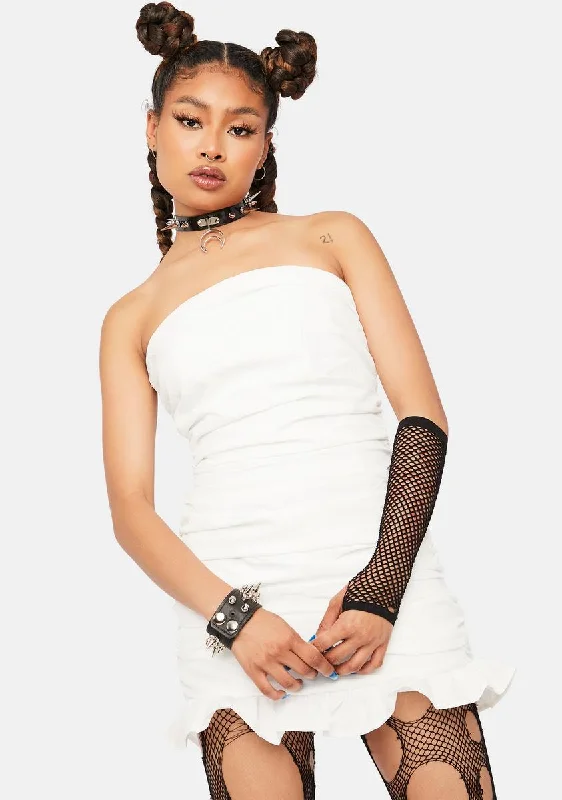 Ivory Be Unique Strapless Ruched Mini Dress Stylish Plaid Mini Dress