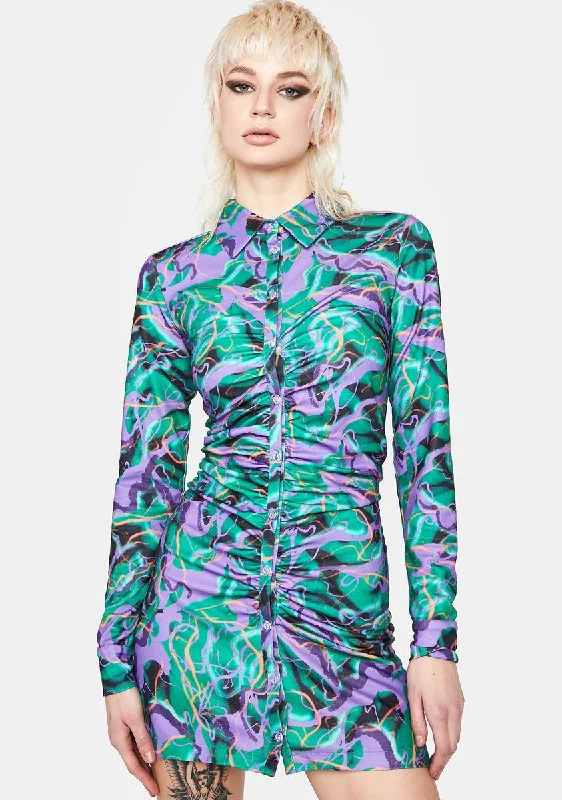 Jungle Ruched Mini Dress Comfortable Ruffle Mini Dress