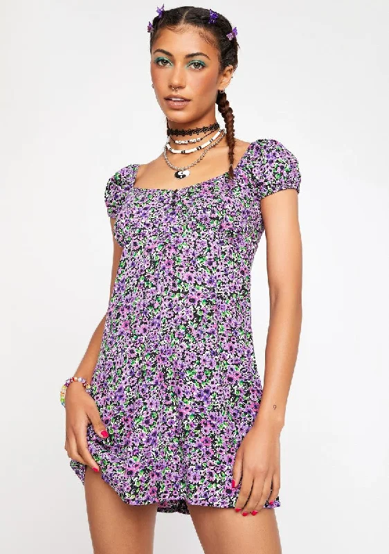 Lilac Blossom Alegra Mini Dress Casual High-Waist Mini Dress
