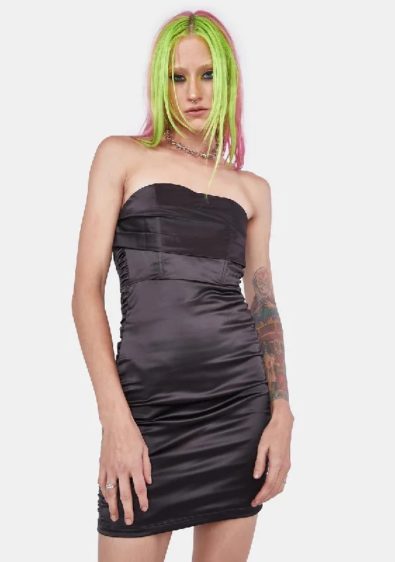 Midnight Club Dreams Satin Mini Dress Fashionable Mini Dress with Pockets