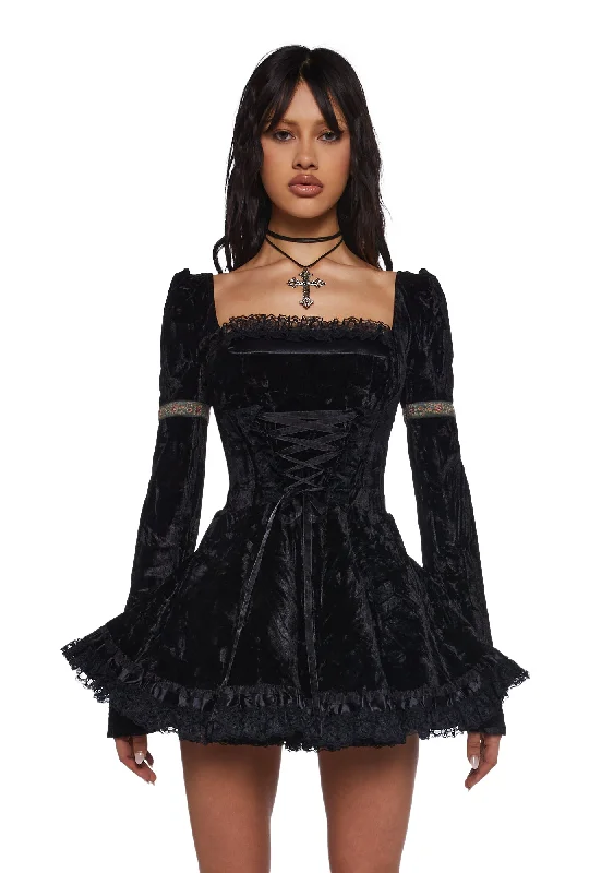 Myths N' Legends Mini Dress - Black Comfortable Shift Mini Dress