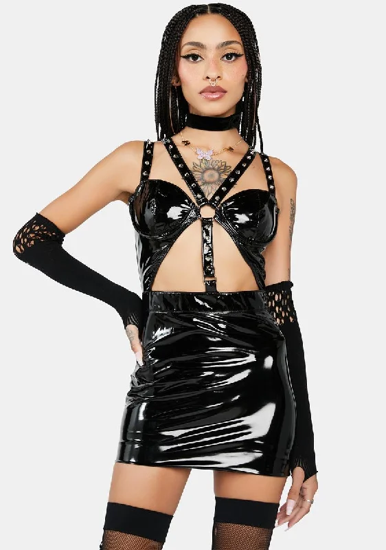 Onyx Prove Me Wrong Vinyl Mini Dress Cozy Sweater Mini Dress
