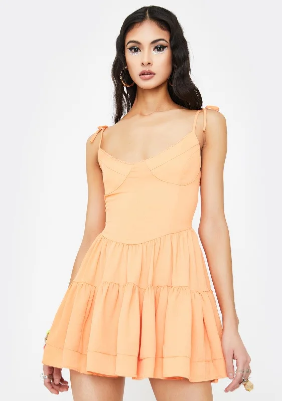 Orange Bijou Mini Dress Fashionable Off-Shoulder Mini Dress