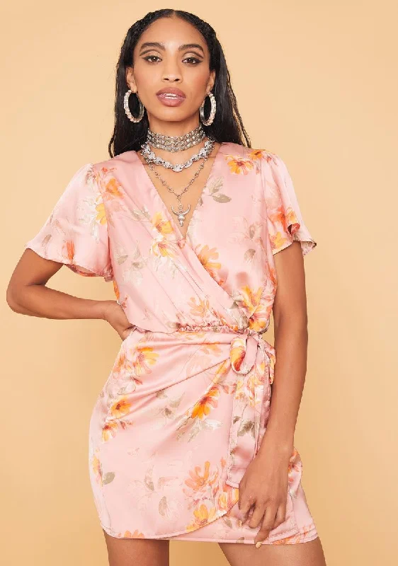 Out On The Town Satin Mini Dress Elegant Lace Mini Dress