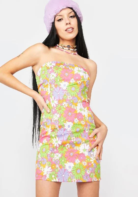 Petit Fleur Tube Mini Dress Elegant Mini Dress with Ruffles