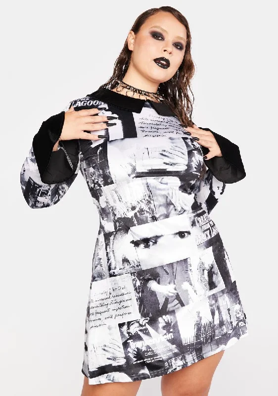 Plus On The Silver Screen Mini Dress Trendy A-Line Mini Dress