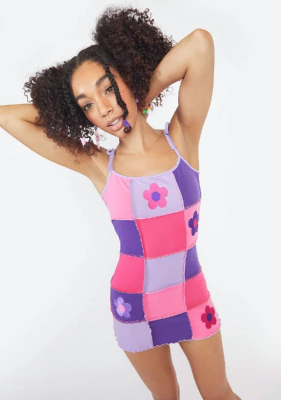 Pretty Later Days Patchwork Mini Dress Comfortable Shift Mini Dress