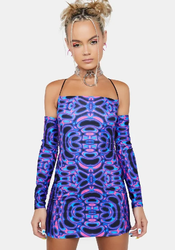 Psychedelic Mind Mini Dress Comfortable Fit-and-Flare Mini Dress