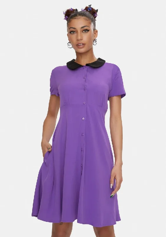 Purple Stop It Mini Dress Fashionable Off-Shoulder Mini Dress