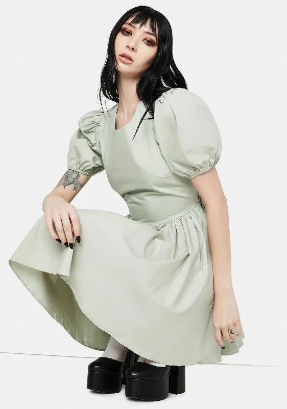 Sage Lara Puff Sleeve Mini Dress Stylish Sweetheart Mini Dress