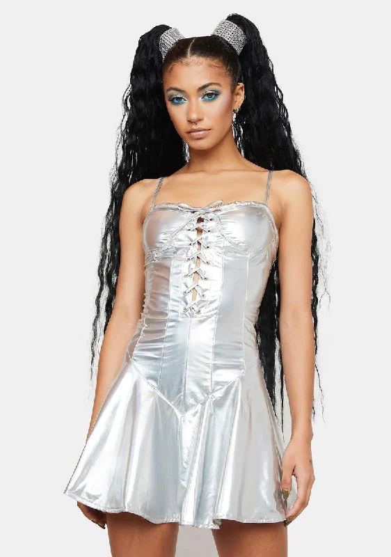 Steel Maximized Pleasure Mini Dress Trendy Crossover Mini Dress