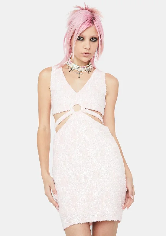 Sugar VIP Access Sequin Mini Dress Comfortable Zip-Up Mini Dress