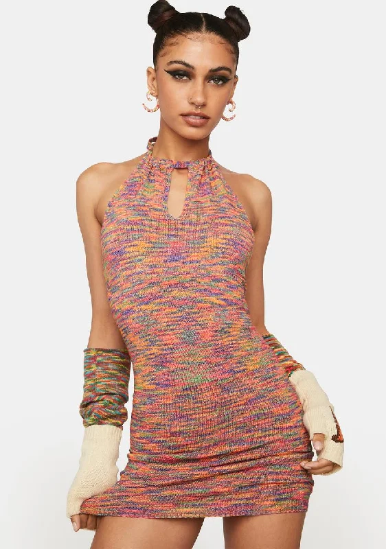 Sunset Tease Keyhole Mini Dress Stylish Ribbed Mini Dress
